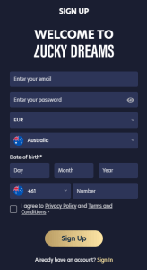 Lucky Draems Sign up